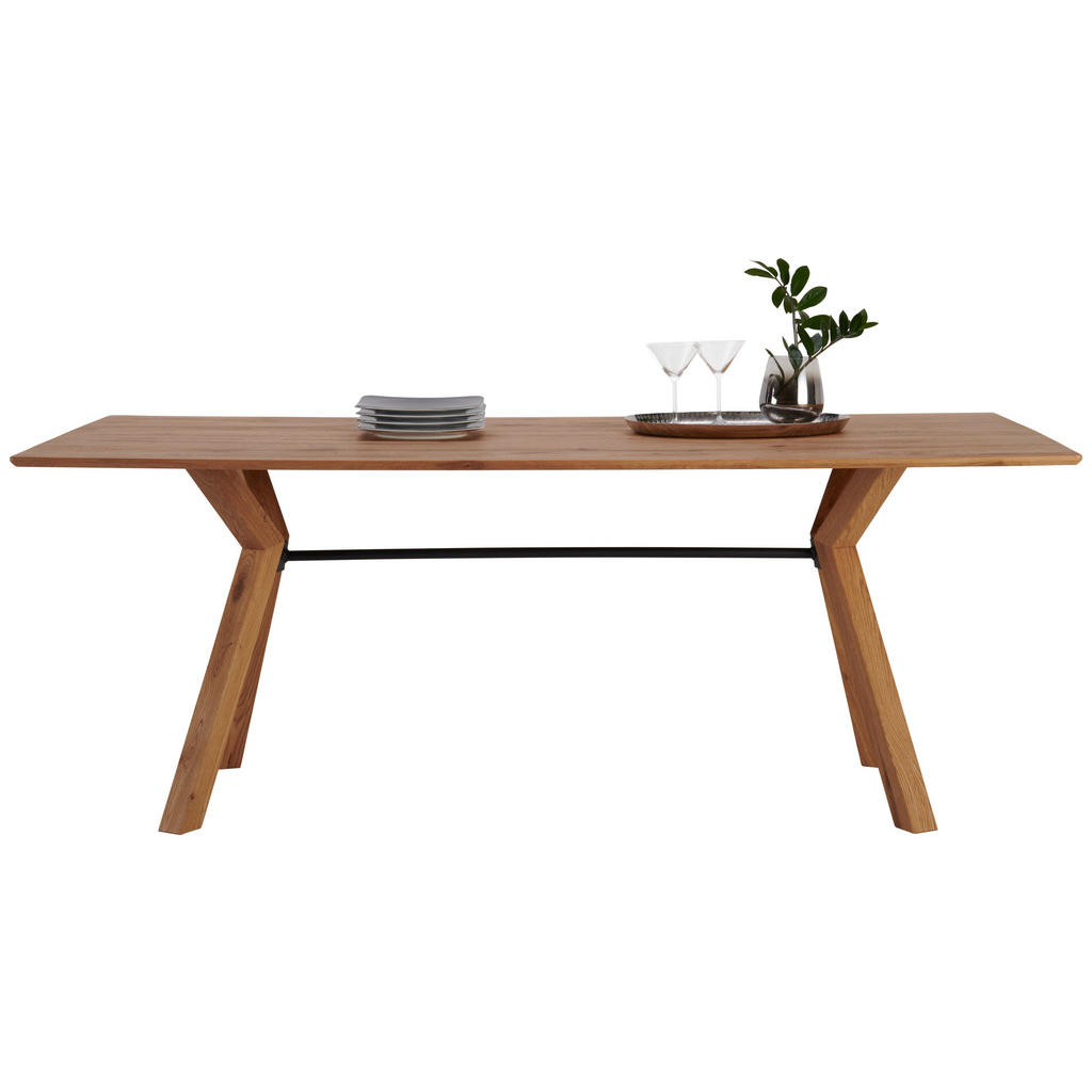 Thumbnail - Dieter Knoll Esstisch, Schwarz, Eiche, Holz, Metall, Asteiche, massiv, rechteckig, eckig, 100x75x220 cm, in verschiedene...