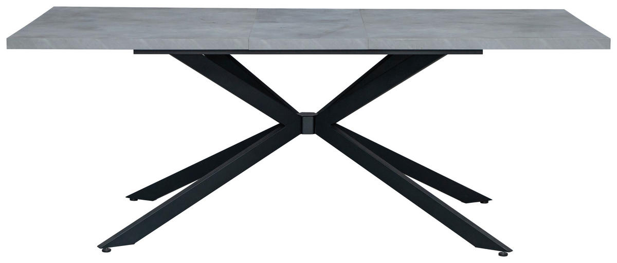 ESSTISCH Grau, Schwarz rechteckig  ausziehbar  - Schwarz/Grau, Design, Holzwerkstoff/Metall (160-200/100/76cm) - Carryhome