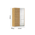 SCHWEBETÜRENSCHRANK 137/223/68 cm 2-türig Eichefarben  - Eichefarben, Design, Glas/Holzwerkstoff (137/223/68cm) - Novel