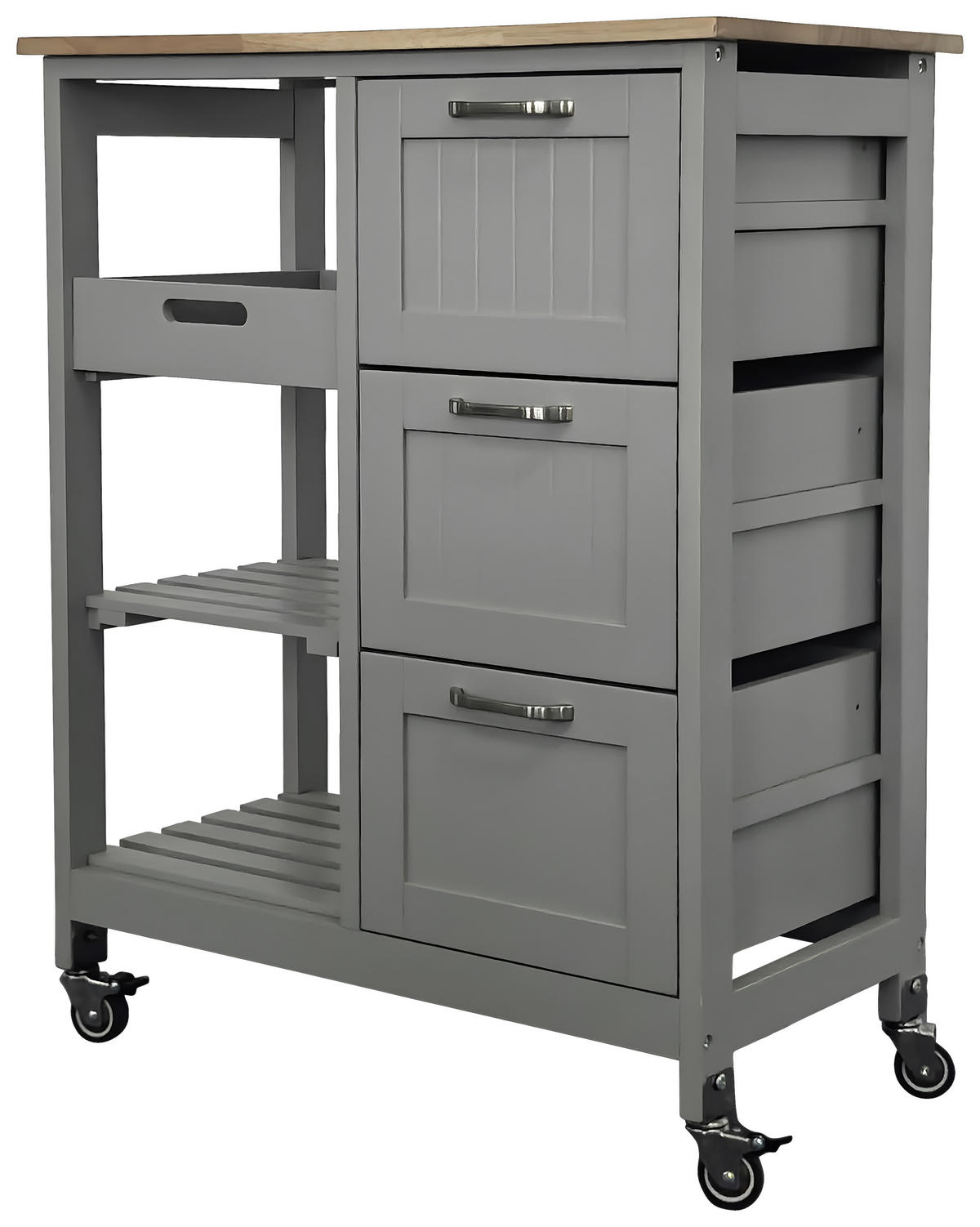 SERVIERWAGEN Kautschukholz vollmassiv Graublau  - Graublau/Silberfarben, Basics, Holz/Holzwerkstoff (67/84/37cm) - MID.YOU