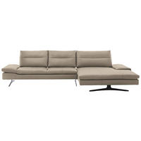 ECKSOFA in Echtleder Greige  - Greige/Schwarz, Modern, Leder/Metall (342/158cm) - Chilliano