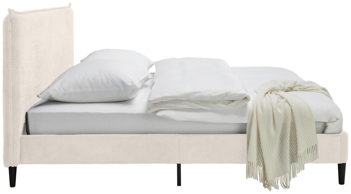 ČALÚNENÁ POSTEĽ, 180/200 cm, krémová - čierna/prírodná farba, Modern, drevo/textil (180/200cm) - Livetastic