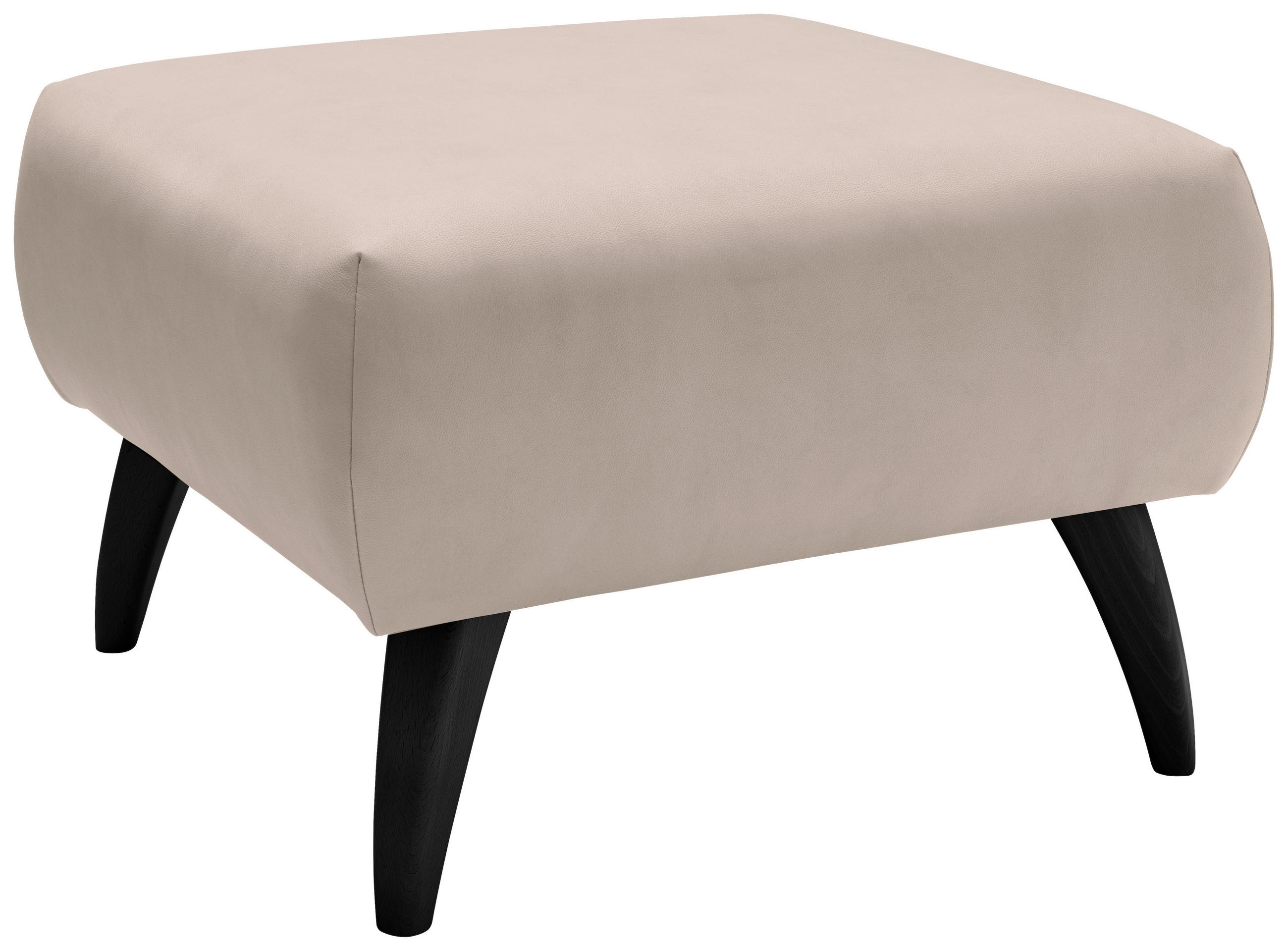 HOCKER Lederlook Beige  - Beige/Schwarz, MODERN, Holz/Textil (66/44/66cm) - Livetastic