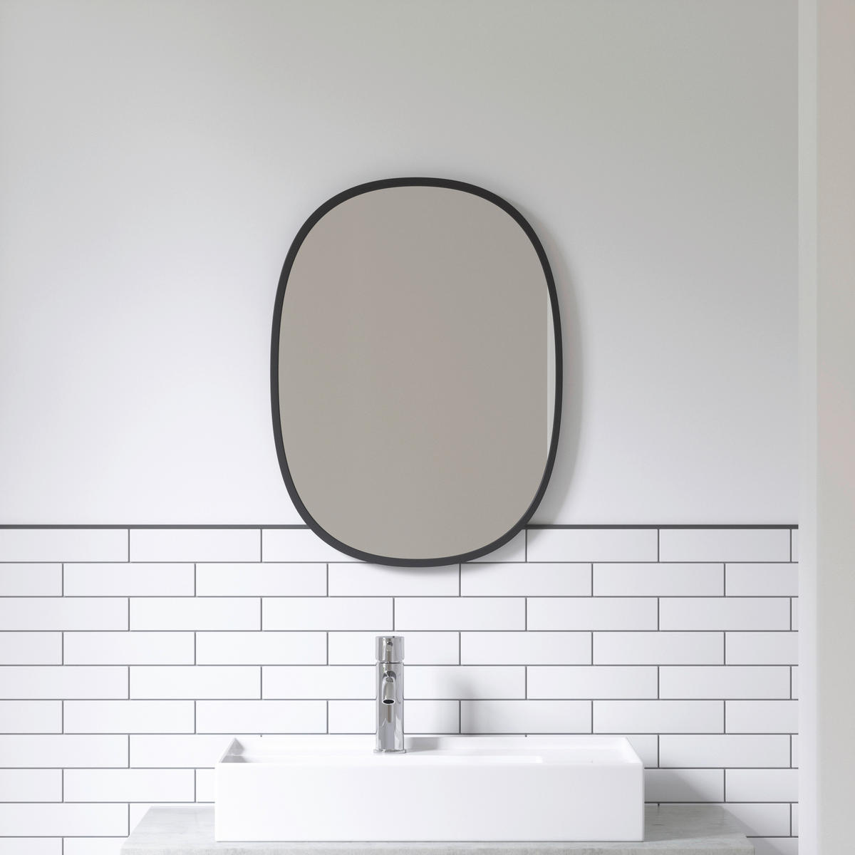 WANDSPIEGEL 43/61/3 cm    in rechteckig  - Schwarz, Design, Glas/Kunststoff (43/61/3cm) - Umbra