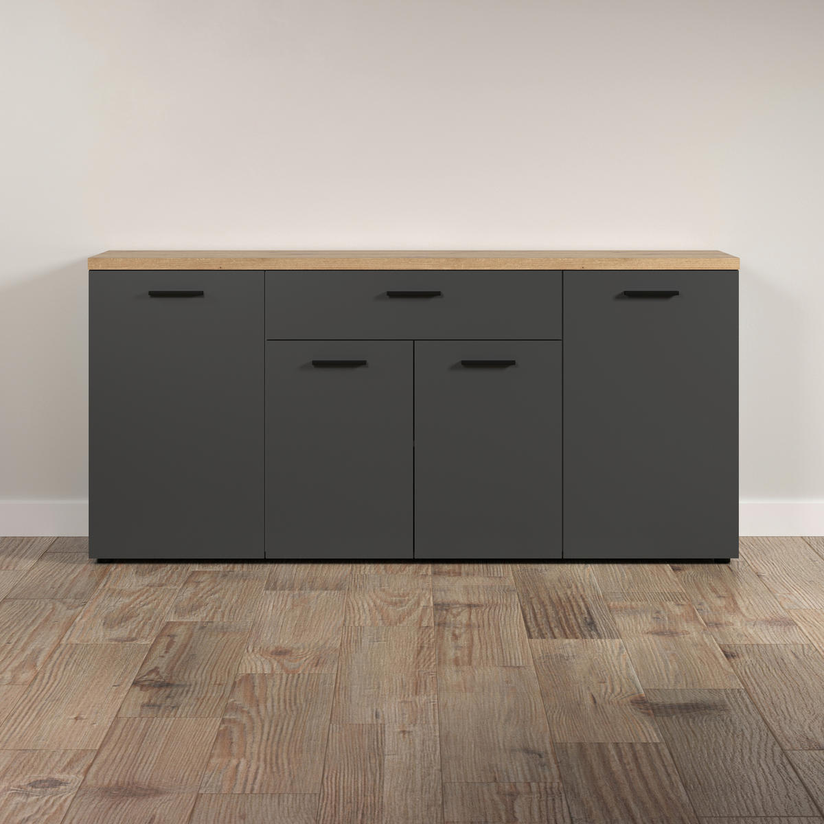 SIDEBOARD BAGGIO WO 180/85/40 cm 1 Schublade(n)  - Eichefarben/Anthrazit, Design, Holzwerkstoff/Kunststoff (180/85/40cm) - MID.YOU