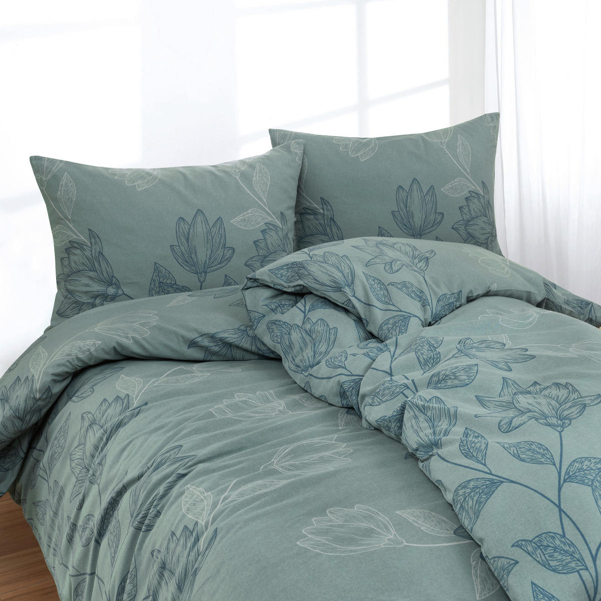 BETTWÄSCHE 4-teilig Flanell 135/200 cm  - Petrol, Design, Textil (135/200cm) - Florella
