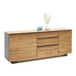 SIDEBOARD Asteiche furniert Schwarz, Eichefarben, Schieferfarben Befestigungsmaterial, Rückwand, Oberplatte, Einlegeböden  - Schieferfarben/Eichefarben, MODERN, Holz/Holzwerkstoff (176/73/40cm) - Hom`in