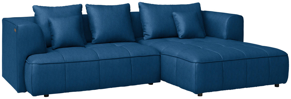 ECKSOFA Royalblau Feincord Zierkissen, Rückenkissen, Sitzvorzug  - Royalblau/Schwarz, Design, Kunststoff/Textil (288/188cm) - Welnova