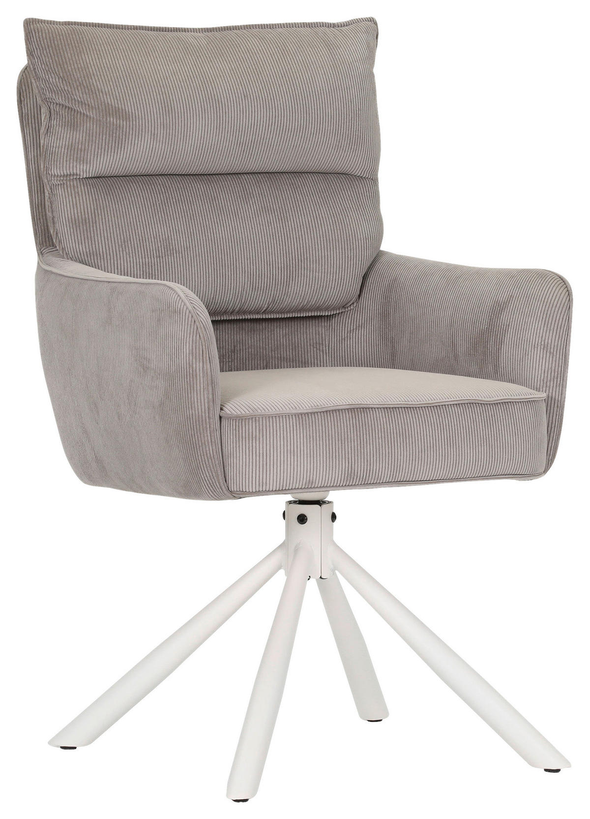 ARMLEHNSTUHL  Stoffauswahl, Sitzfläche 360° drehbar, automatische Rückholfunktion Cord  - Taupe/Creme, Design, Textil/Metall (60/95/62cm) - Novel