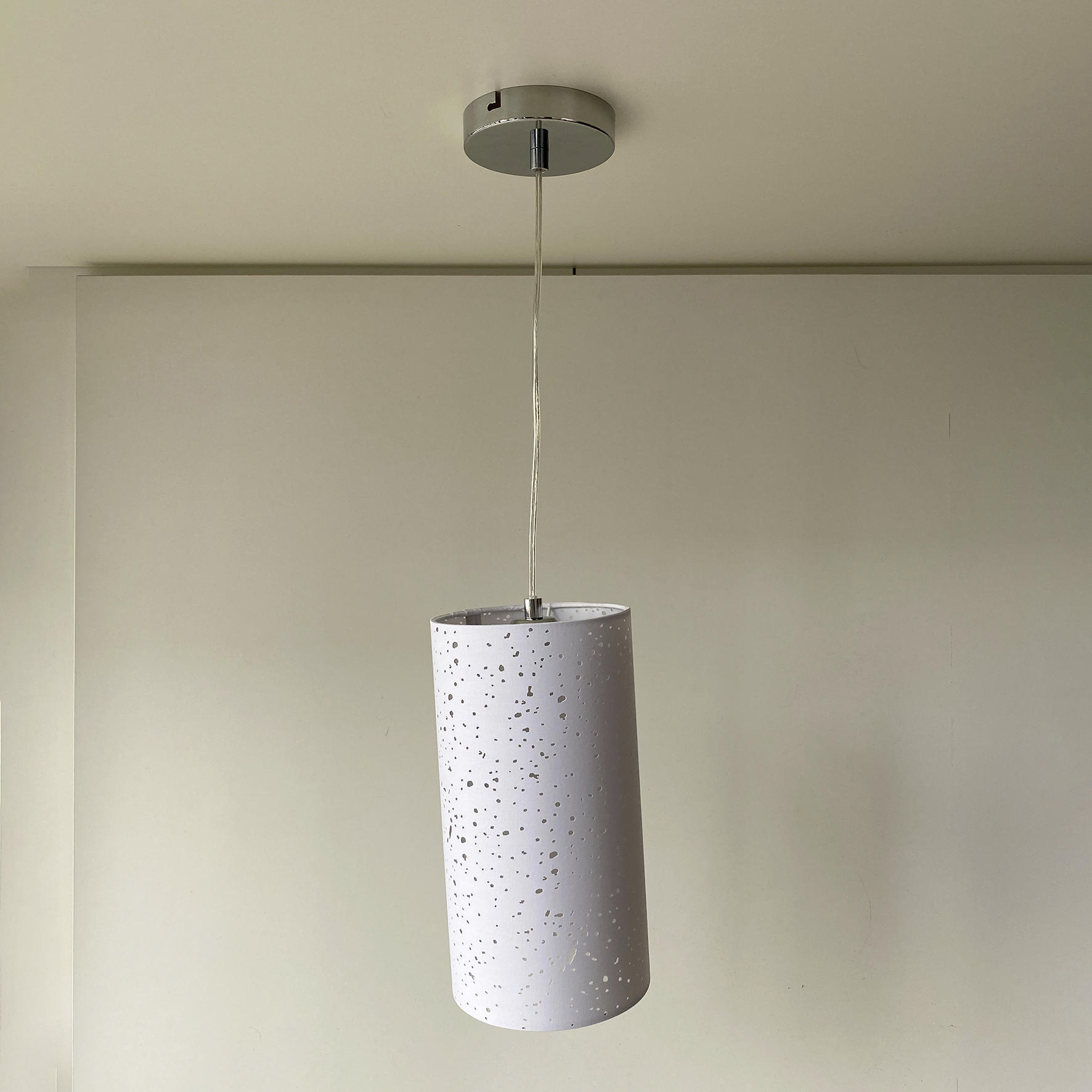 HÄNGELEUCHTE 16/150 cm    - Chromfarben/Weiss, Design, Textil/Metall (16/150cm) - Fischer & Honsel