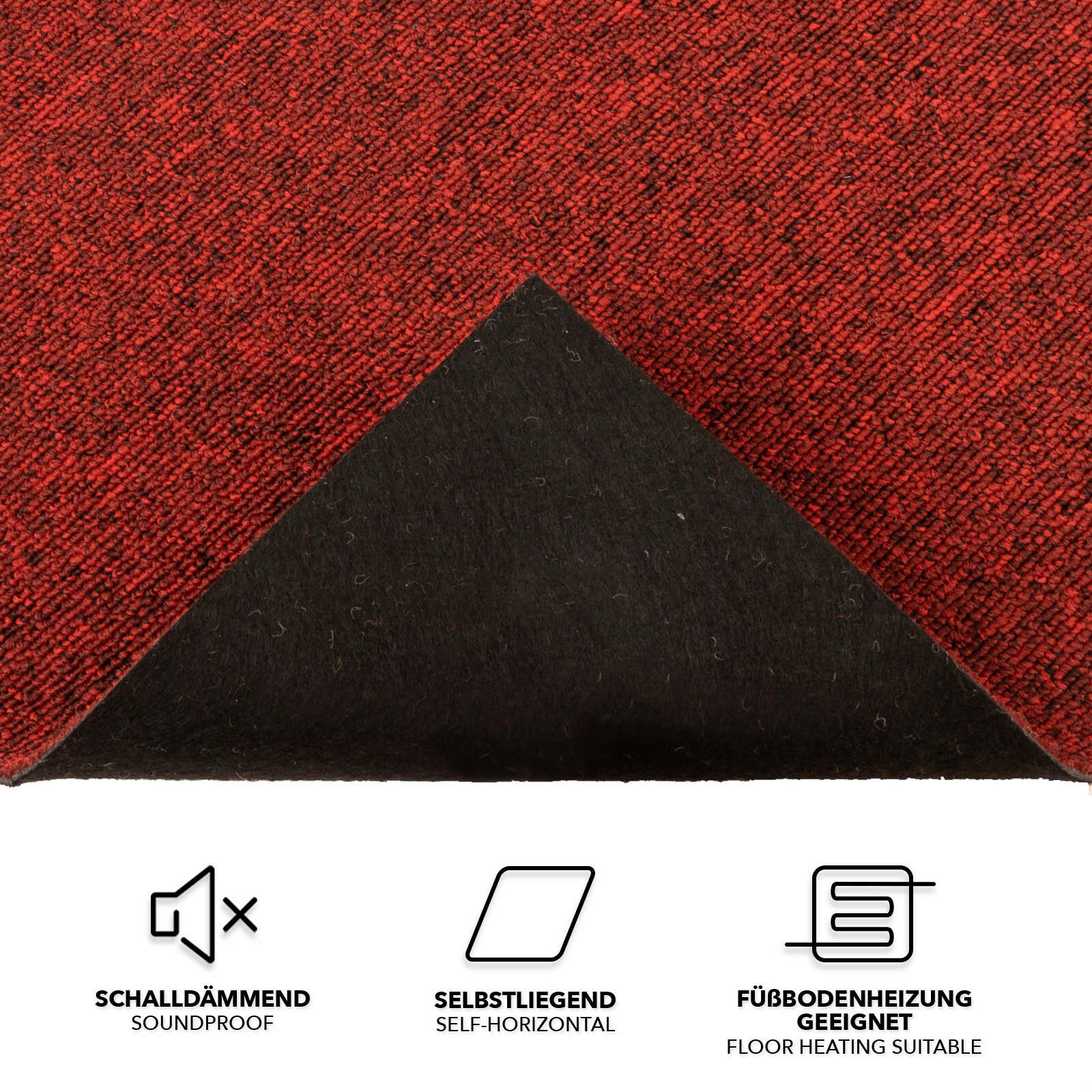 TEPPICHFLIESE - Rot, Basics, Textil (50/50cm) - Esposa