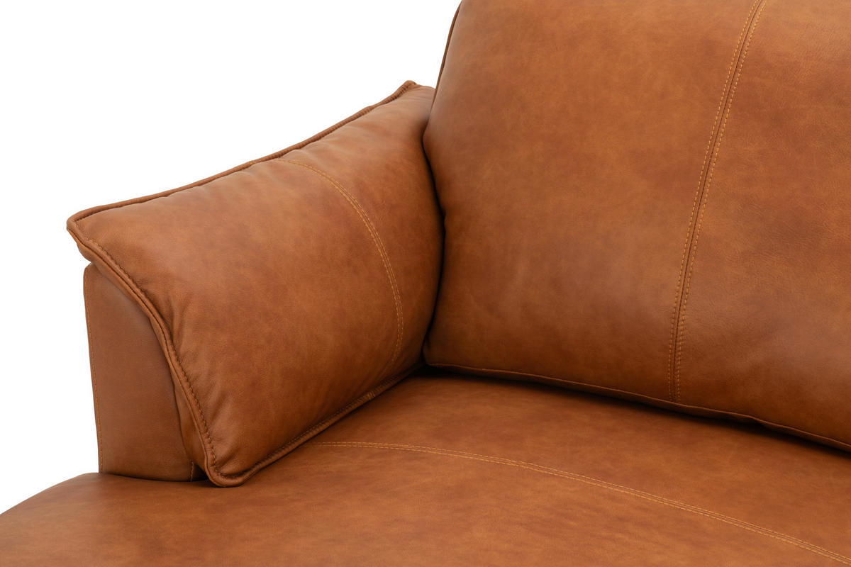 HÖRNSOFFA i äkta läder rostfärgad  - svart/rostfärgad, Design, metall/läder (153/233cm) - Livetastic