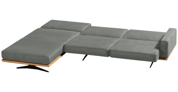 ECKSOFA in Flachgewebe Hellgrau  - Hellgrau/Schwarz, Natur, Holz/Textil (170/326cm) - Valnatura