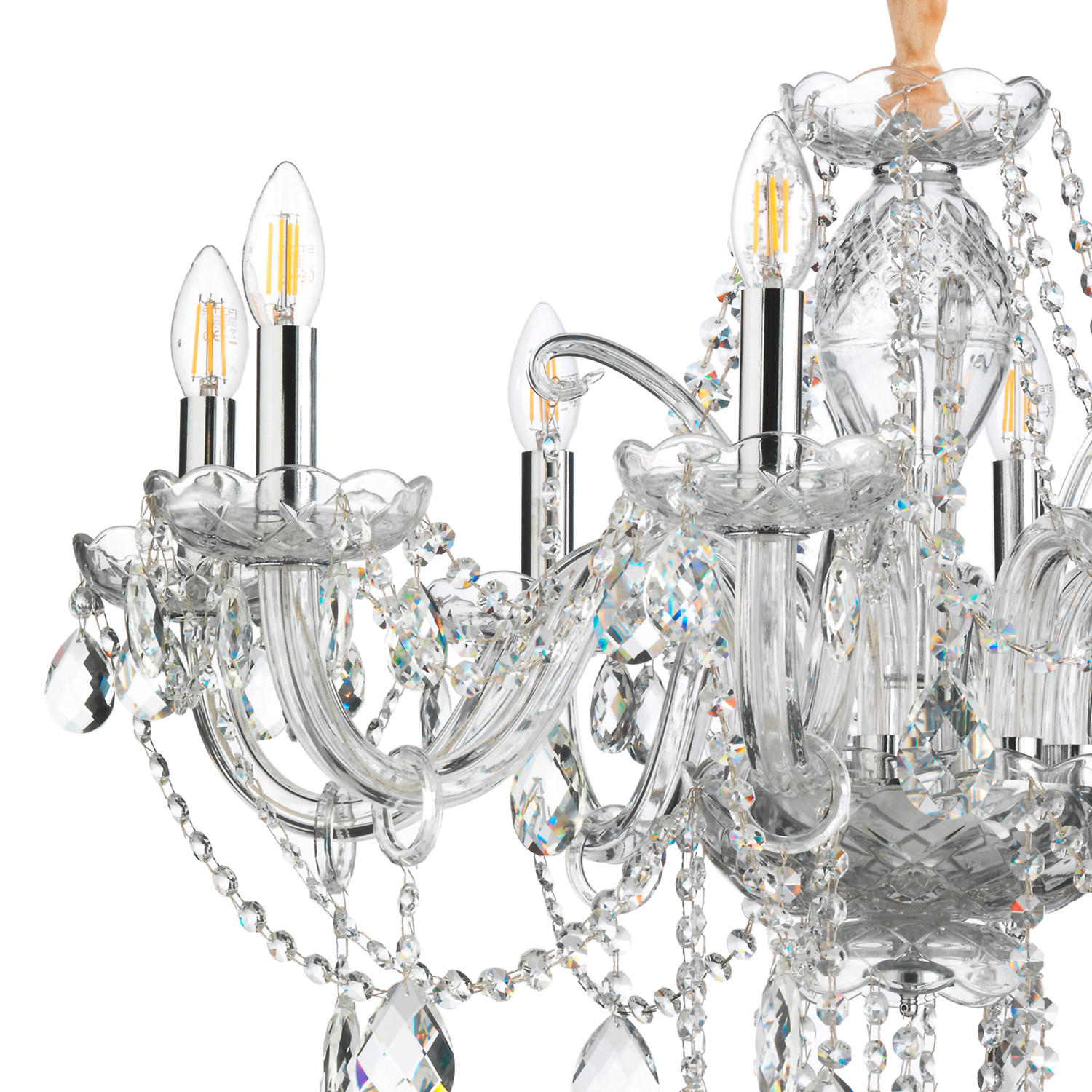 Thumbnail - Xxxl Kristall-Hängeleuchte, Transparent, Chrom, Metall, Glas, 100 cm, Lampen & Leuchten, Leuchtenserien
