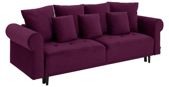 BIGSOFA in Samt Dunkelrot  - Schwarz/Dunkelrot, Design, Holz/Textil (248/96/95cm) - Carryhome