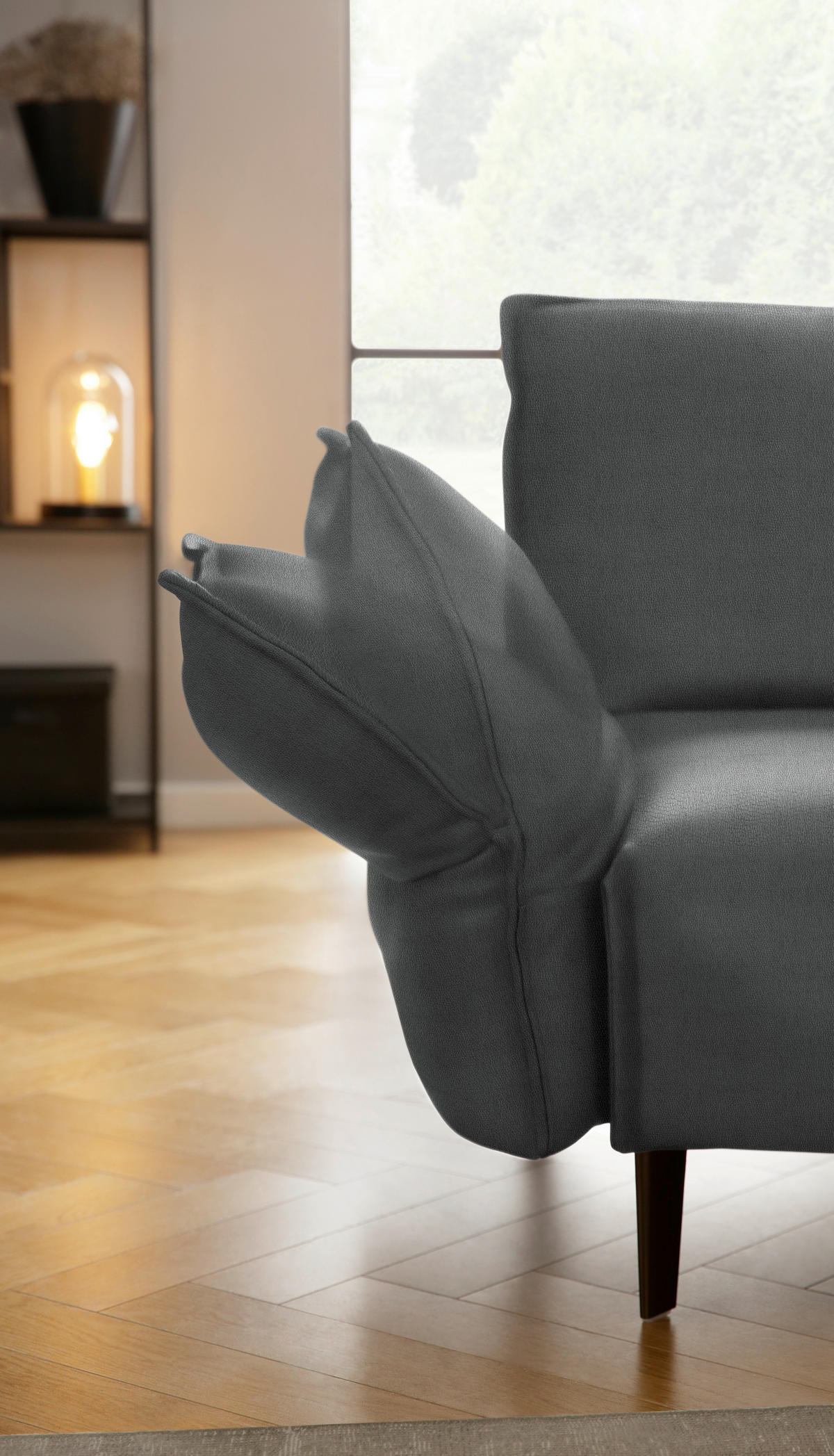 ECKSOFA in Echtleder Anthrazit  - Anthrazit/Schwarz, Design, Leder/Metall (340/272cm) - W.Schillig
