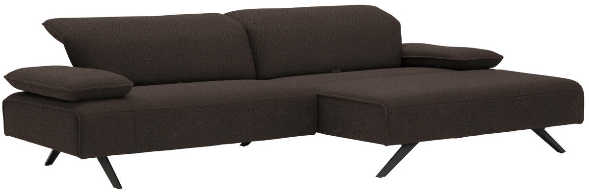 ECKSOFA in Flachgewebe Dunkelbraun  - Anthrazit/Dunkelbraun, Design, Textil/Metall (280/165cm) - Johann Jakob