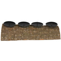 KERZENHALTER - Schwarz, Natur, Holz/Metall (39/17/6cm) - X-Mas