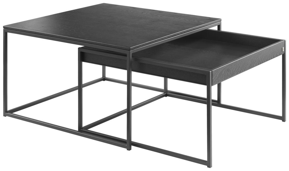COUCHTISCH JUSTB! Eiche furniert 68/68/38 cm quadratisch Anthrazit, Schwarz  - Anthrazit/Schwarz, Design, Holz/Metall (68/68/38cm) - Musterring