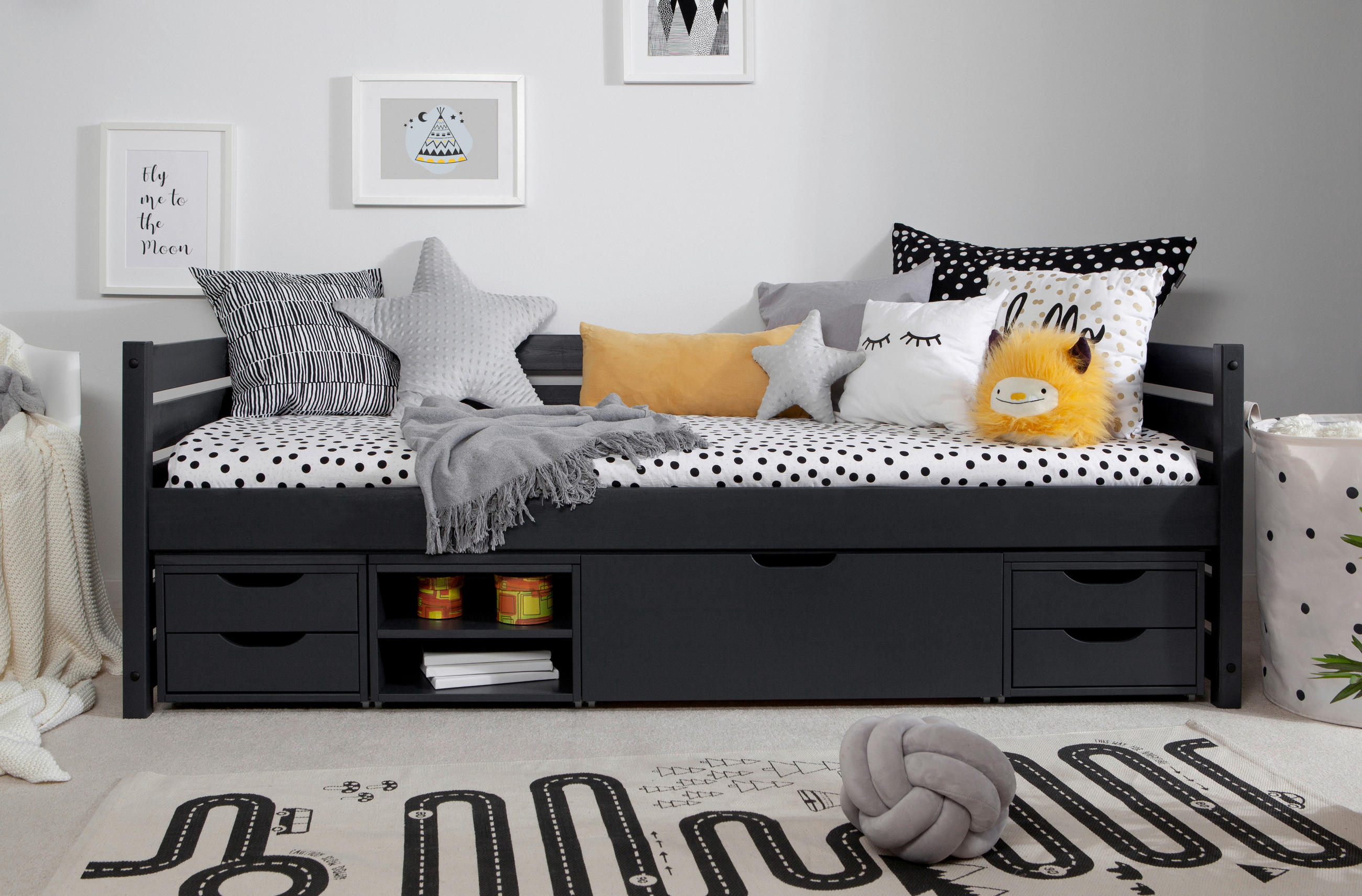 STAURAUMBETT 90/200 cm  in Grau  - Grau, MODERN, Holz (90/200cm) - MID.YOU