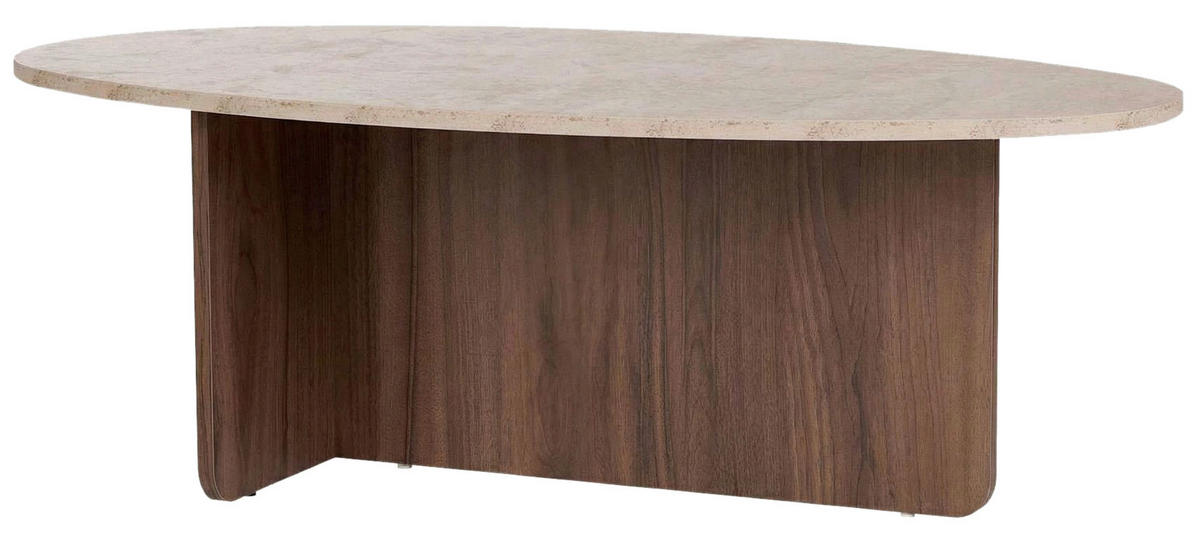 COUCHTISCH 120/40/65 cm Freiform Creme, Walnussfarben  - Walnussfarben/Creme, Design, Holzwerkstoff (120/40/65cm) - MID.YOU