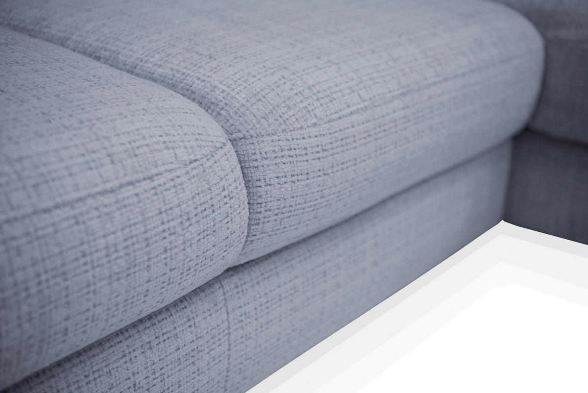 ECKSOFA FABIO Blau Chenille Bettkasten, Kopfteilverstellung  - Blau/Schwarz, Design, Textil/Metall (174/223cm) - Livetastic