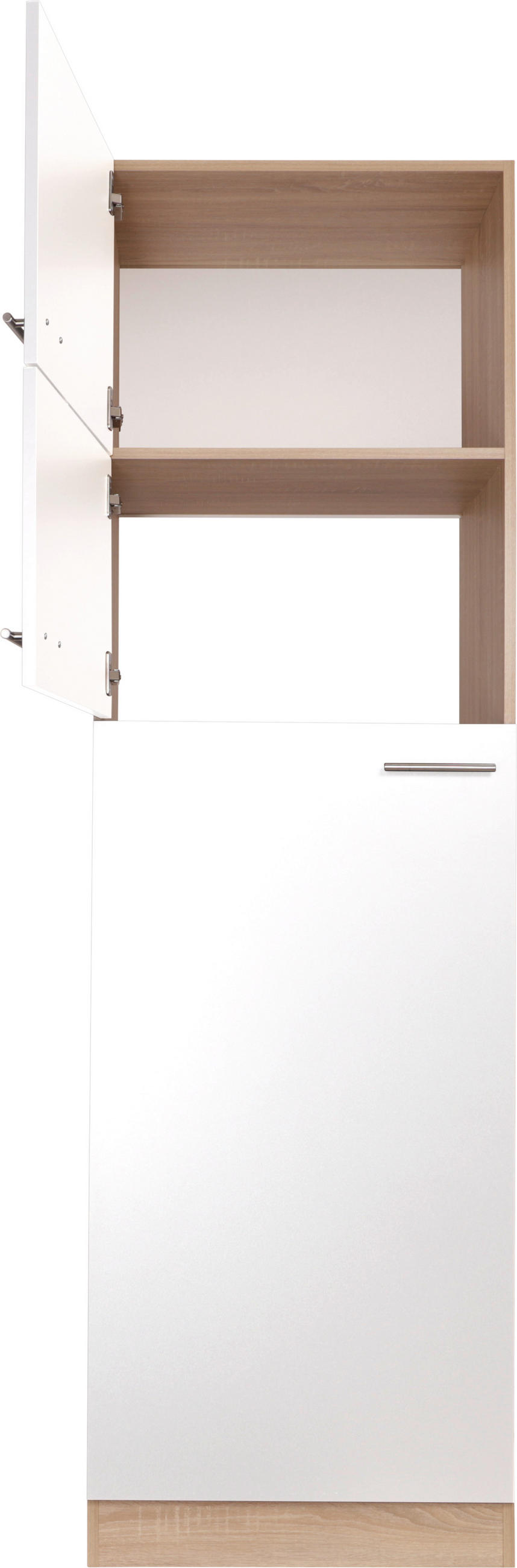 GERÄTEUMBAUSCHRANK 60/200/60 cm  in Weiß, Eichefarben  - Eichefarben/Silberfarben, Basics, Holzwerkstoff/Metall (60/200/60cm) - Respekta
