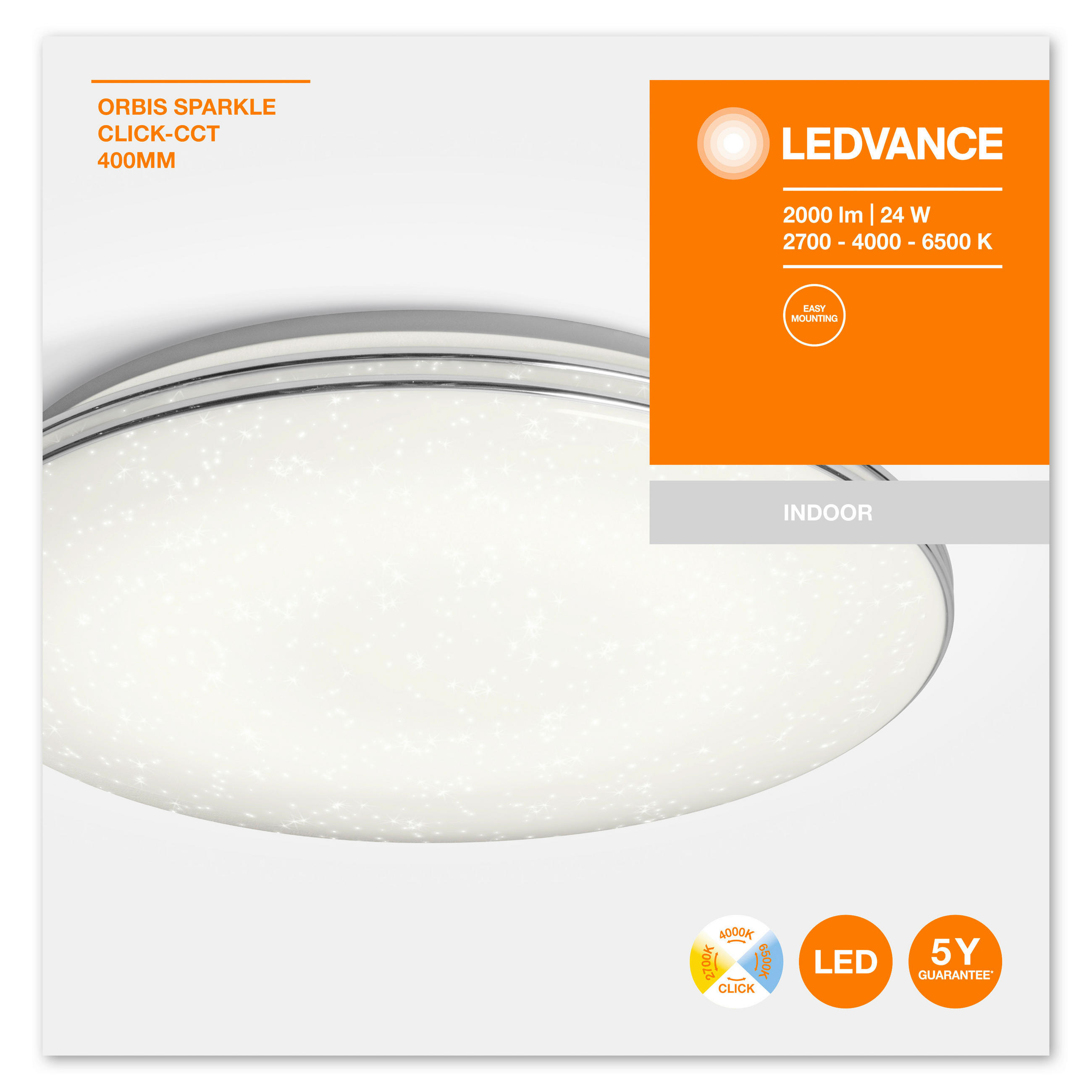 LED-DECKENLEUCHTE Orbis Sparkle 52,6/45,1/46,9 cm   - Weiß, Basics, Kunststoff/Metall (52,6/45,1/46,9cm) - Ledvance