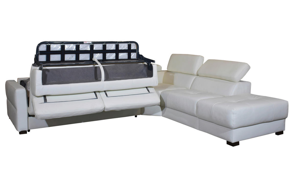 SJEDEĆA GARNITURA drvo, metal, koža, drvni materijal  bijela   - bijela/boje bukve, Moderno, drvni materijal/koža (300/265cm) - Novel