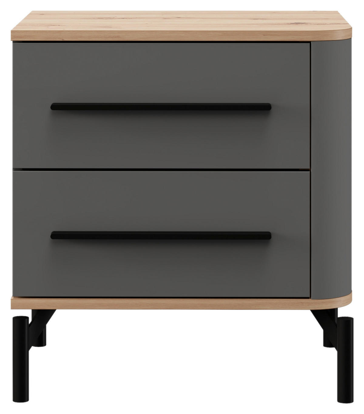 NACHTTISCH 51,5/55,5/40 cm  - Graphitfarben/Schwarz, MODERN, Holzwerkstoff/Metall (51,5/55,5/40cm) - MID.YOU