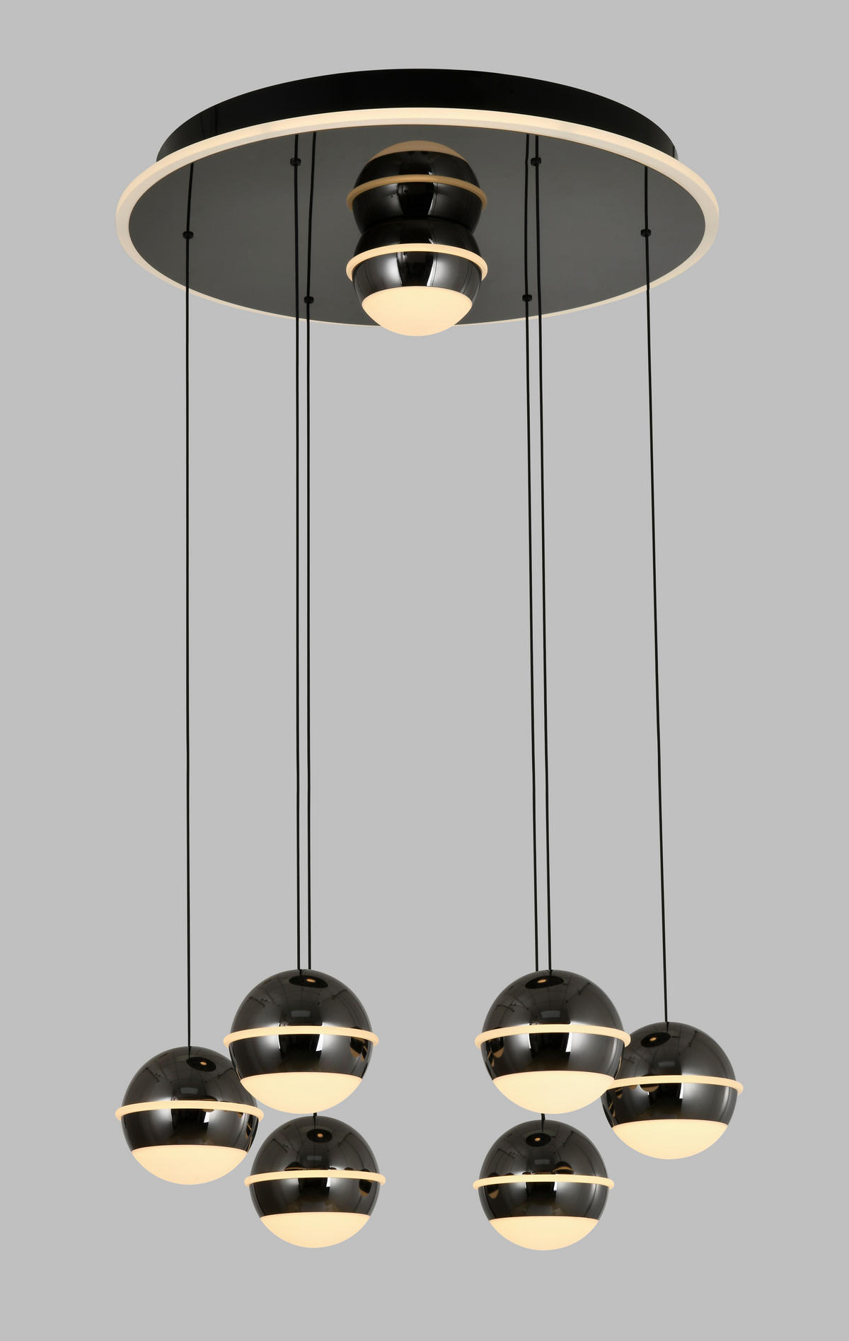 LED-HÄNGELEUCHTE Biarritz 46/150/46 cm  - Schwarzchrom, Design, Kunststoff/Metall (46/150/46cm)