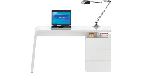 SCHREIBTISCH 132/60/75 cm in Weiß - Weiß, Design, Glas/Holzwerkstoff (132/60/75cm) - Venda