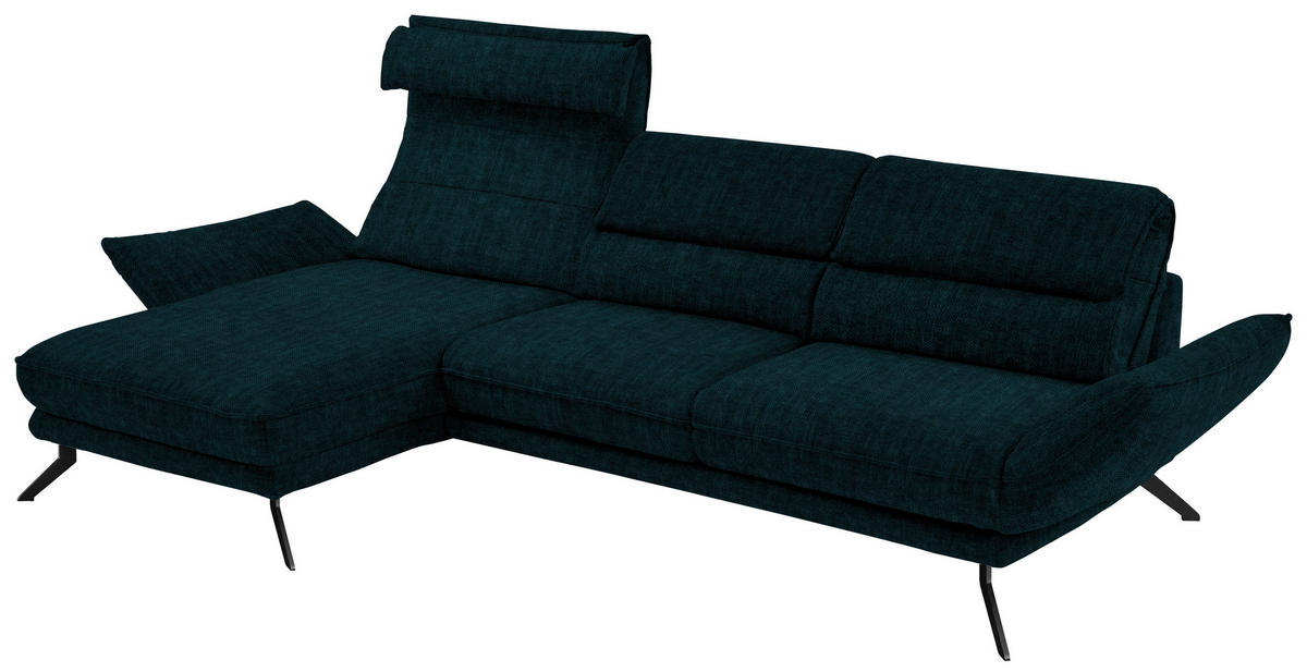 ECKSOFA in Velours Waldgrün  153/283 cm  - Waldgrün/Schwarz, Design, Textil/Metall (153/283cm) - Valdera