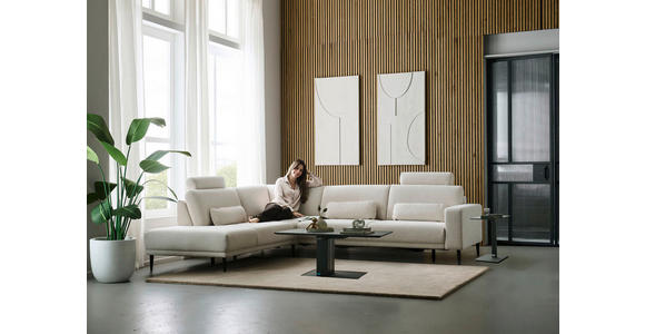 ECKSOFA Dieter Knoll Beige Chenille  - Beige/Schwarz, Design, Textil/Metall (254/303cm) - Dieter Knoll