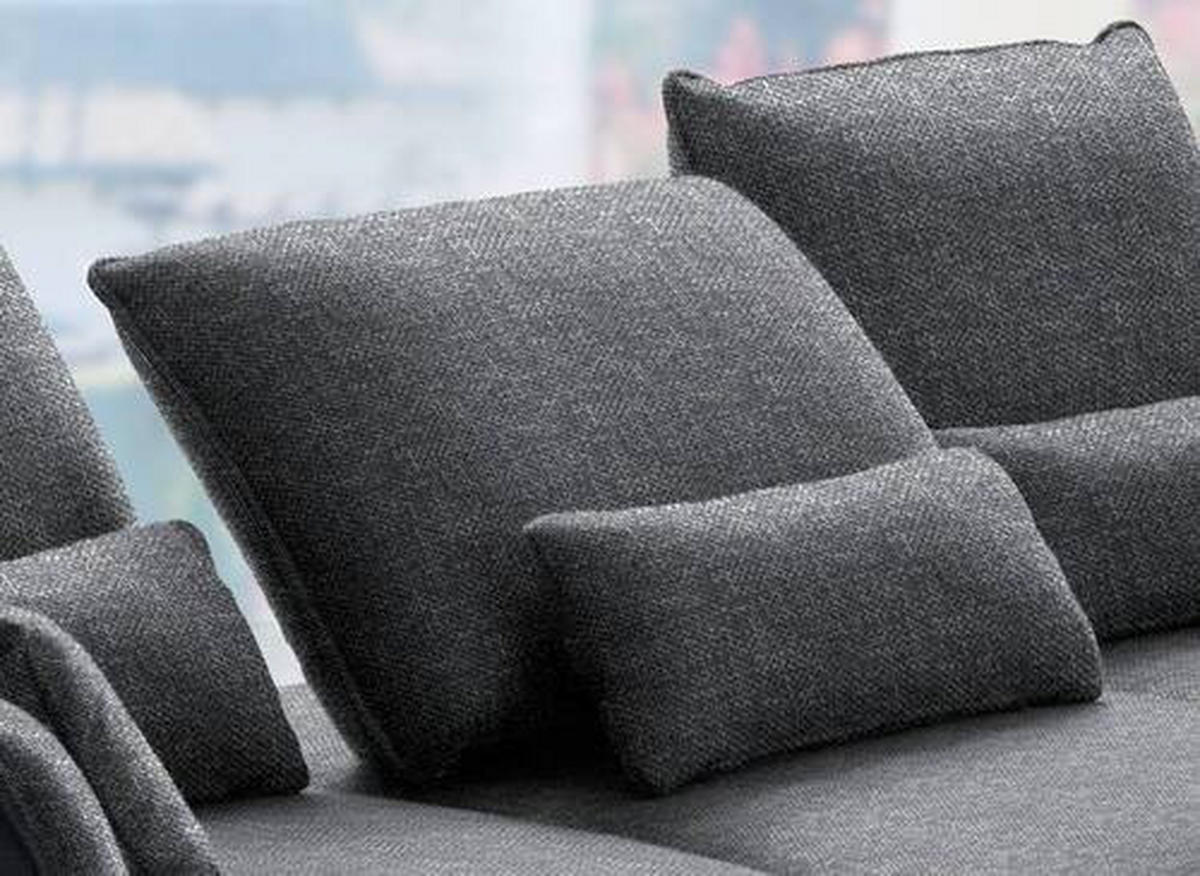 ECKSOFA in Flachgewebe Anthrazit  - Anthrazit/Schwarz, Design, Textil/Metall (301/191cm) - Moderano
