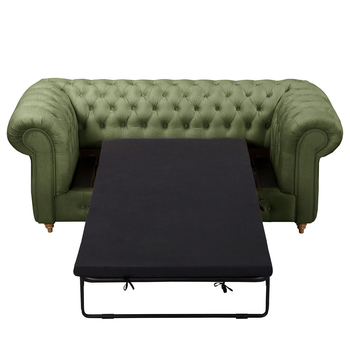 SCHLAFSOFA Mikrofaser Dunkelgrün Armteil links, Armteil rechts  - Dunkelgrün/Braun, Design, Holz/Textil (190/74/91cm) - P & B