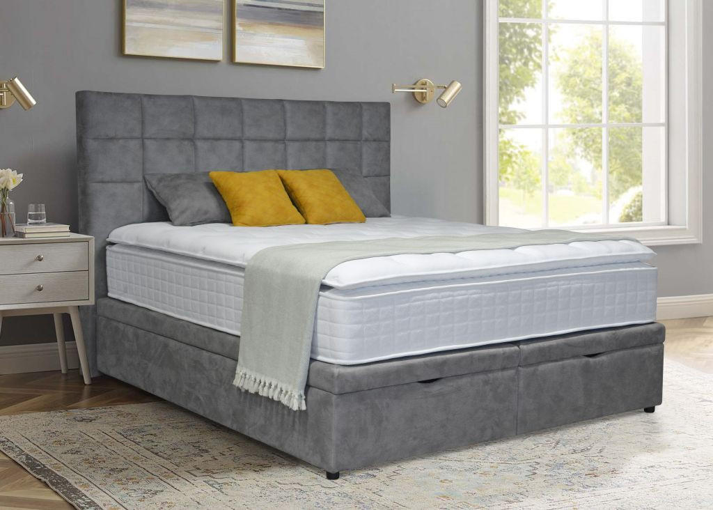 BOXSPRING KREVET 160/200 cm siva - siva/crna, Moderno, drvni materijal/drvo (160/200cm) - Novel