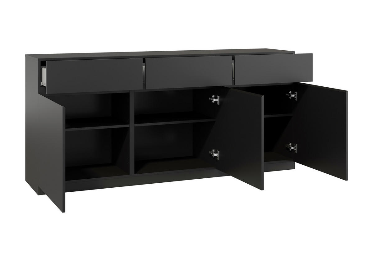 SIDEBOARD Bern 179,9/82,4/40 cm 3 Schublade(n)  - Schwarz, Design, Holzwerkstoff (179,9/82,4/40cm) - MID.YOU