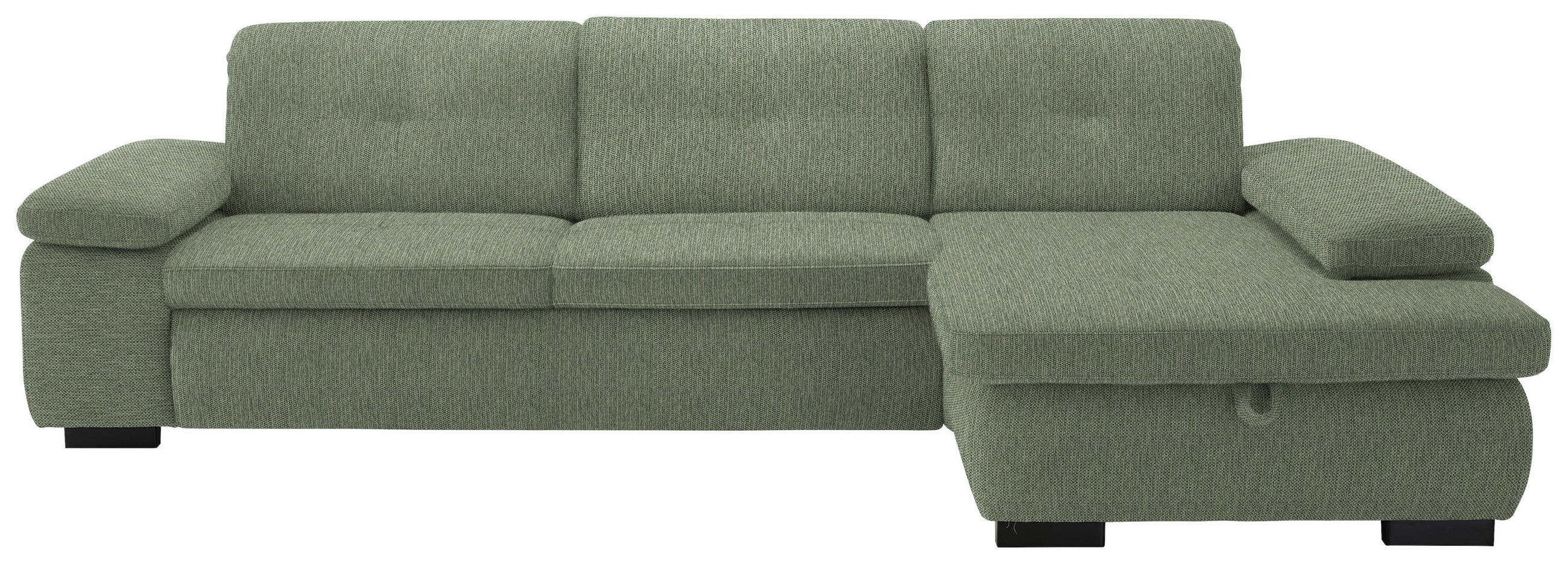 ECKSOFA in Flachgewebe Grün  - Schwarz/Grün, Design, Textil/Metall (297/174cm) - Beldomo Style