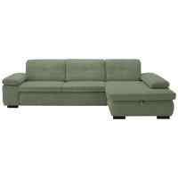ECKSOFA in Flachgewebe Grün  - Schwarz/Grün, Design, Textil/Metall (297/174cm) - Beldomo Style