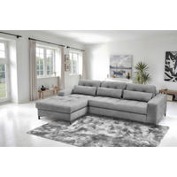 ECKSOFA BONITO in Struktur Grau  176/260 cm  - Schwarz/Grau, Design, Textil/Metall (176/260cm) - Livetastic