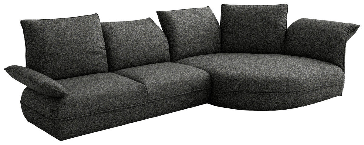 ECKSOFA  in Chenille Blaugrau  343/154 cm  - Blaugrau/Schwarz, Design, Kunststoff/Textil (343/154cm) - Koinor