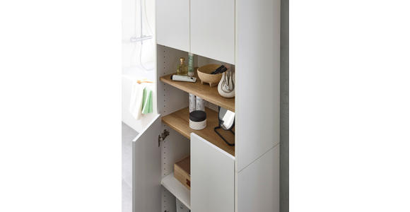 HOCHSCHRANK 61,6/182,8/32,2 cm - Eichefarben/Weiß, KONVENTIONELL, Holzwerkstoff (61,6/182,8/32,2cm) - Xora