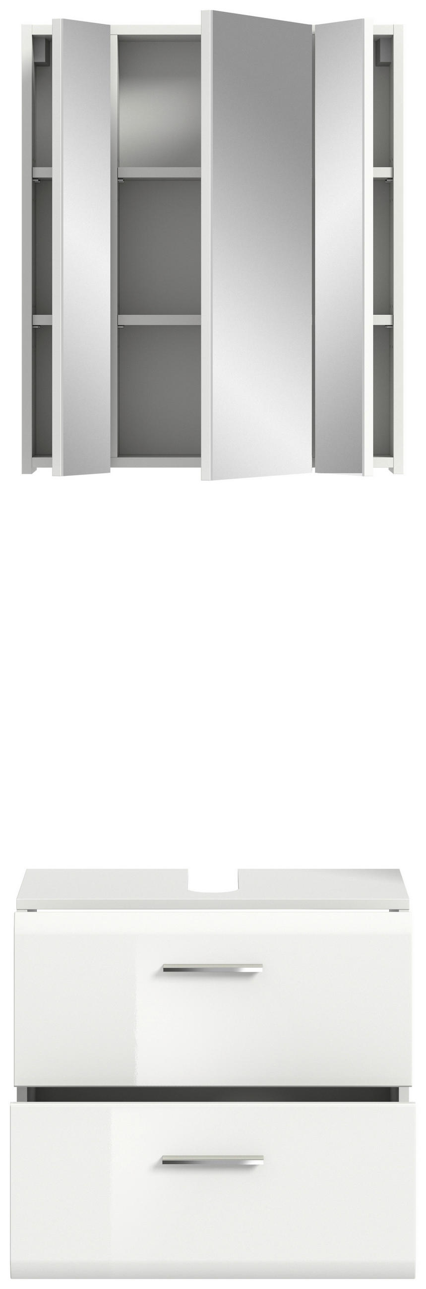 KÚPEĽŇA biela s vysokým leskom  - čierna/biela s vysokým leskom, Modern, kompozitné drevo/plast (60cm) - MID.YOU