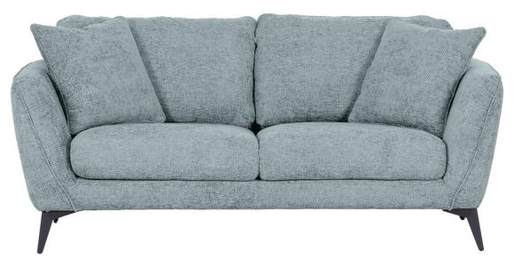 2-SITZER-SOFA  in Chenille Hellblau  - Schwarz/Hellblau, KONVENTIONELL, Textil/Metall (190/70/98cm) - Carryhome