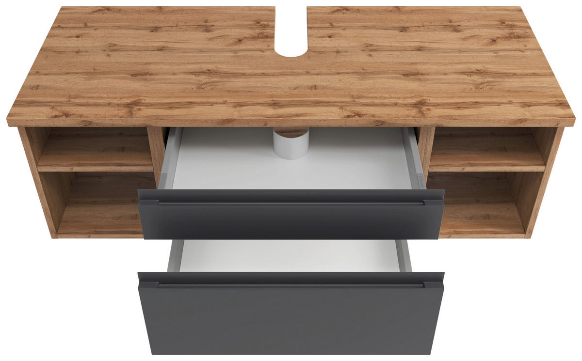 WASCHBECKENUNTERSCHRANK 120/41/47 cm  - Eiche Wotan/Grau, MODERN, Holzwerkstoff (120/41/47cm) - Held