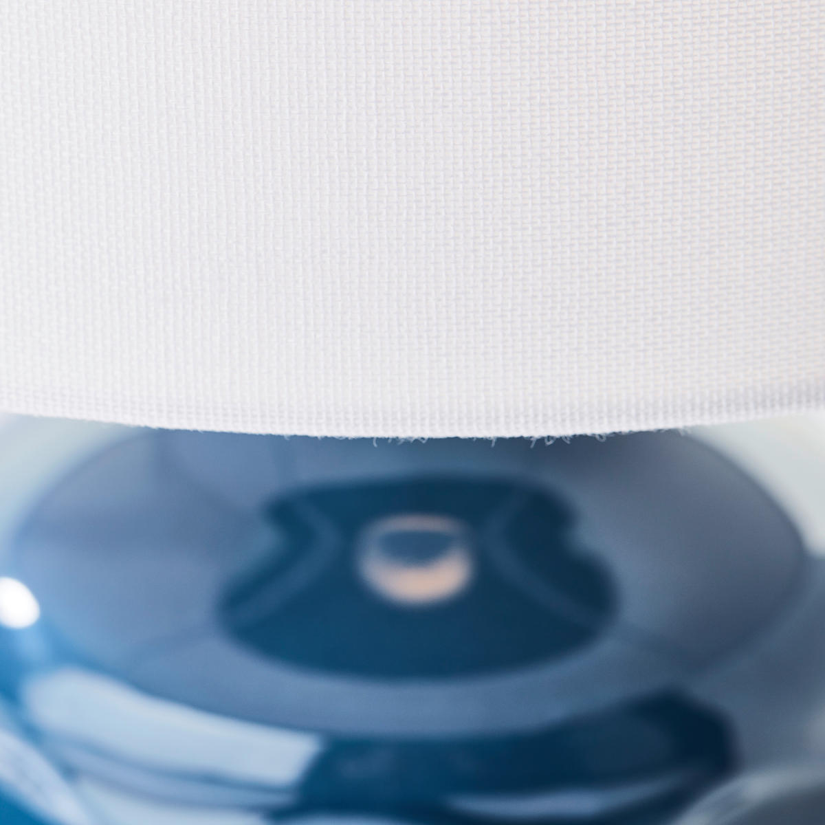 STOLNÍ LAMPA, E14, 25/42 cm  - bílá/modrá, Trend, textil/keramika (25/42cm)