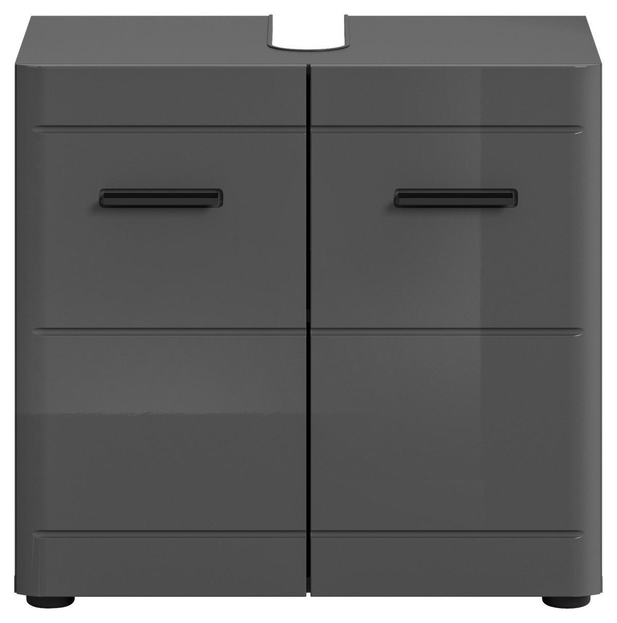 WASCHBECKENUNTERSCHRANK 60/56/34 cm  - Grau Hochglanz/Schwarz, MODERN, Holzwerkstoff/Kunststoff (60/56/34cm) - MID.YOU