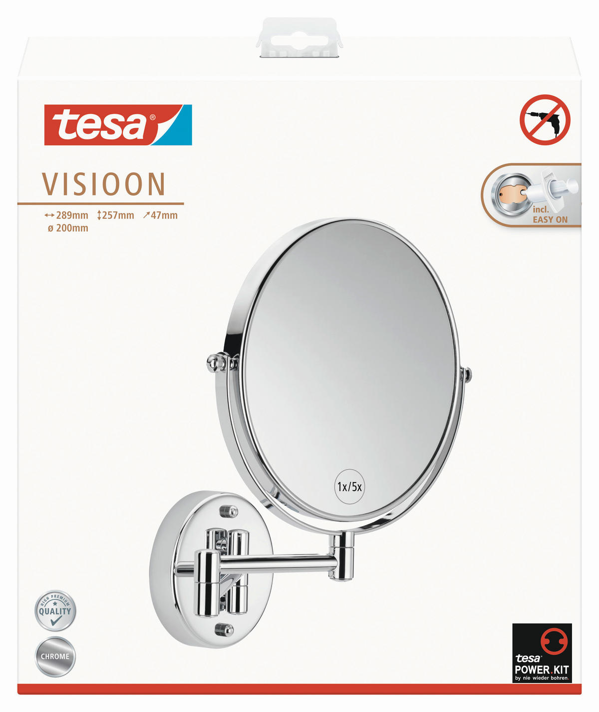 SCHMINKSPIEGEL Chromfarben  - Chromfarben, Basics, Glas/Metall (48/25,7/30,8cm) - Tesa