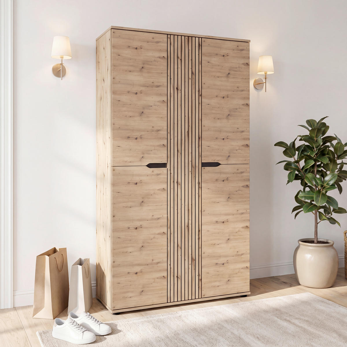 GARDEROBENSCHRANK  in 104/191/37 cm  - Schwarz/Eiche Artisan, Design, Holzwerkstoff/Kunststoff (104/191/37cm) - MID.YOU